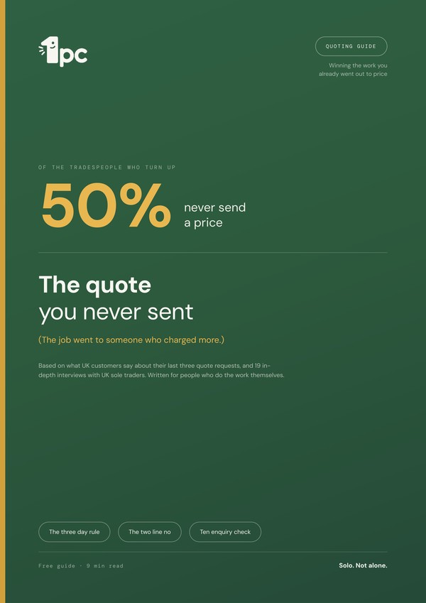 Cover of the 1pc guide to jobs you have already priced